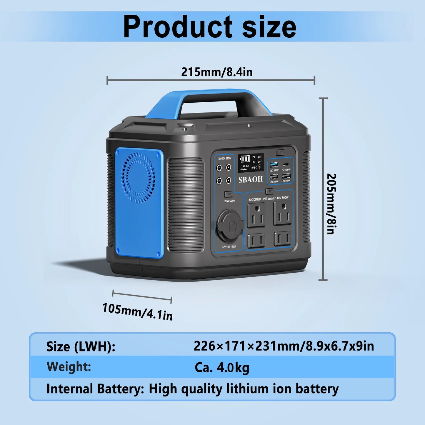 Compact Power, Big Performance: 300W Portable Solar Generator with USB-C PD & AC Outlet