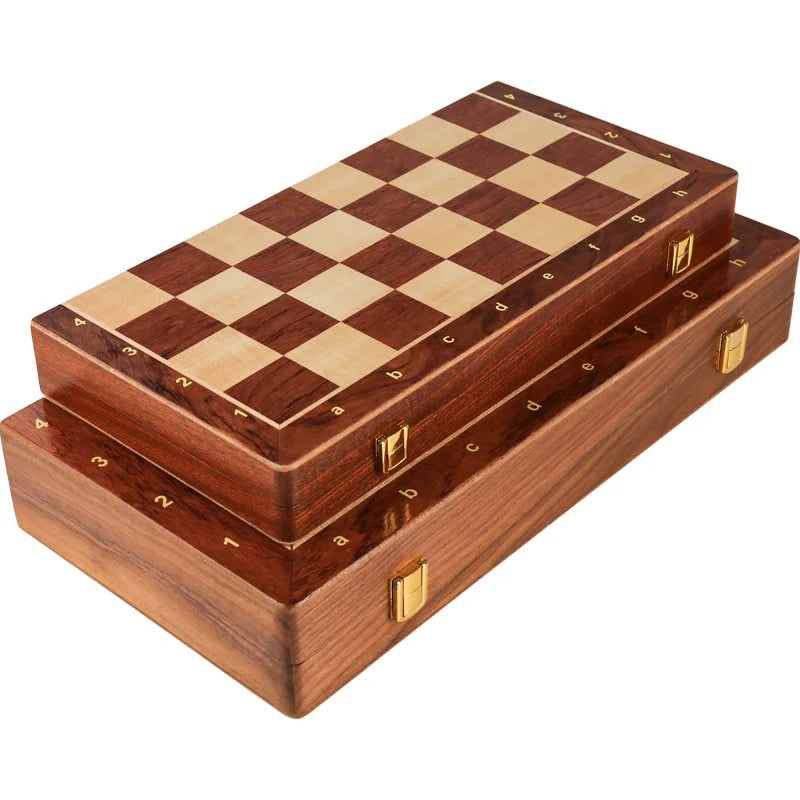 Premium Wooden Folding Chess Set – Classic Handcrafted Walnut Board with Solid Wood Pieces