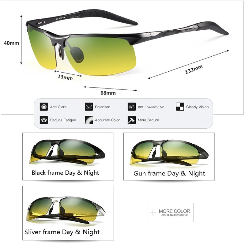 CoolPandas Polarized Driving Sunglasses – Men’s & Women’s Night Vision UV400 Goggles, Anti-Glare Eyewear for Day & Night