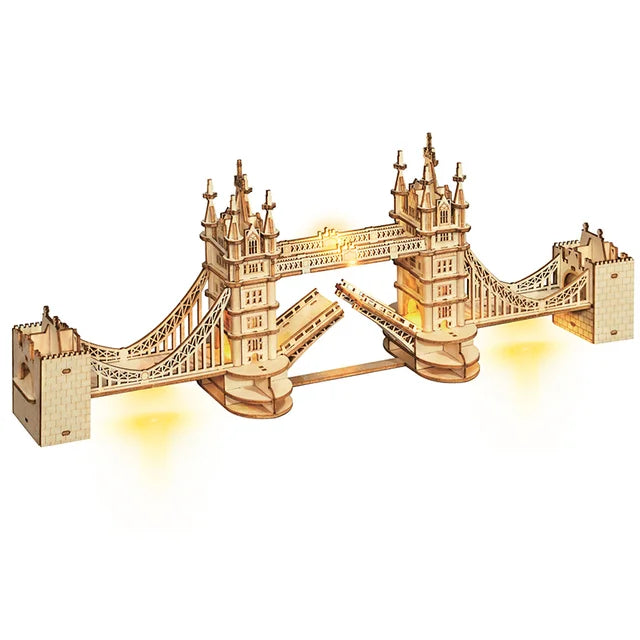 3D Wooden Puzzle Kit – DIY Tower Bridge, Big Ben, or Eiffel Tower Model Set for Home Decor or Birthday Gifts