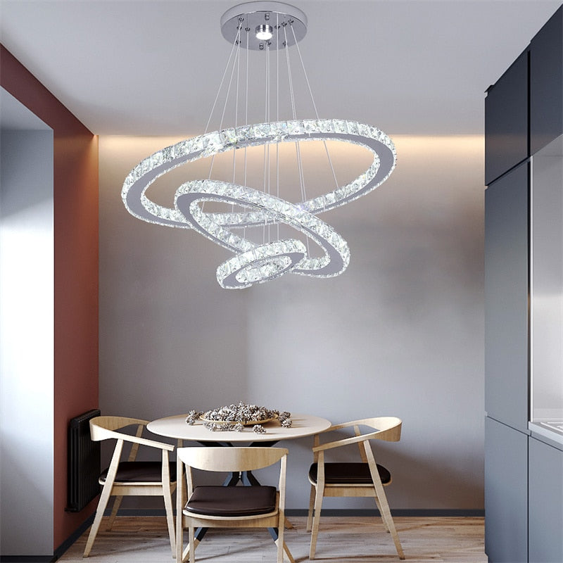 Contemporary K9 Crystal LED Chandelier: Chrome Lustre Ceiling Pendant Lamp for Modern Living Rooms