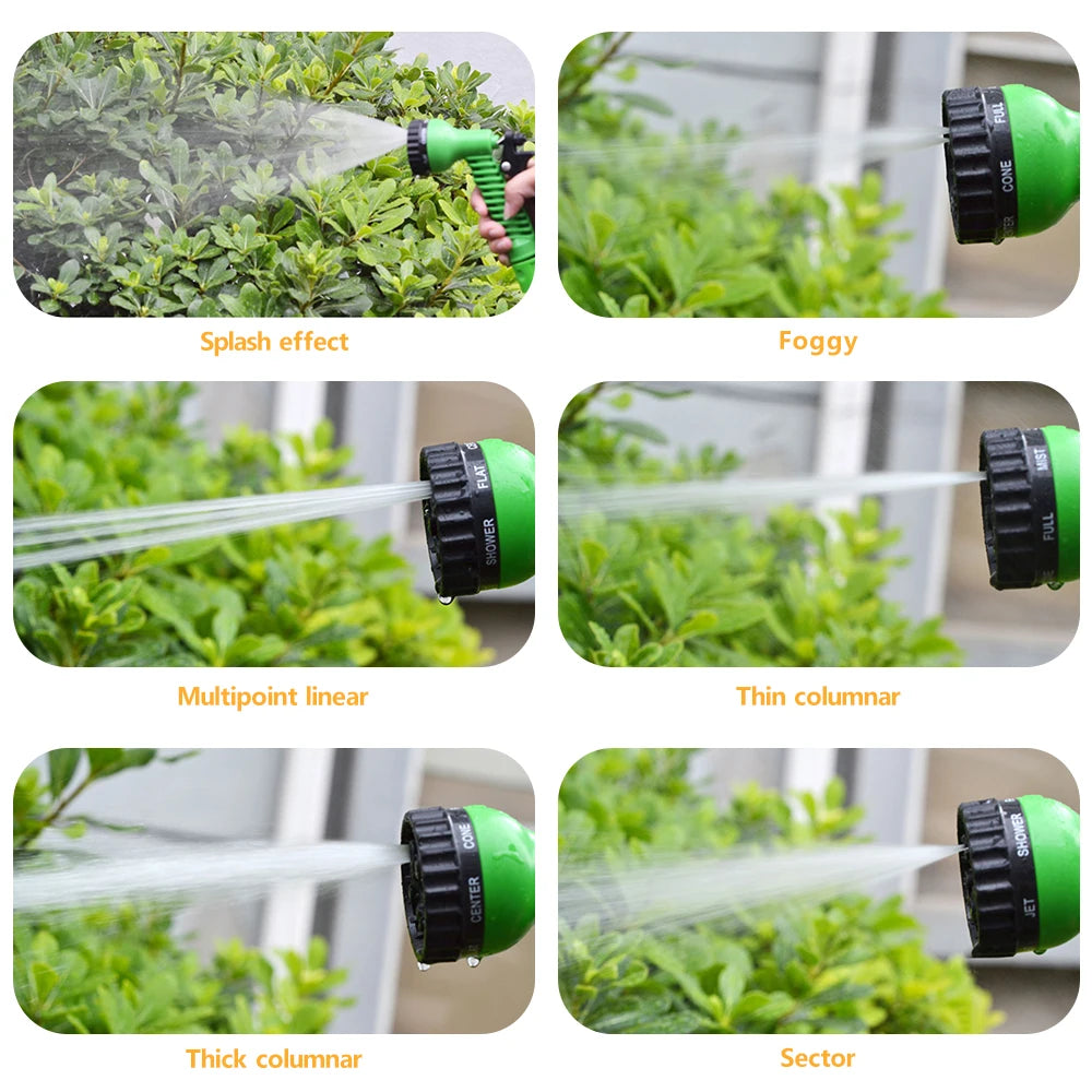 Expandable Garden Hose Pipe with 7-Pattern Spray Gun & Foam Pot – Flexible Water Hose for Garden & Car Wash