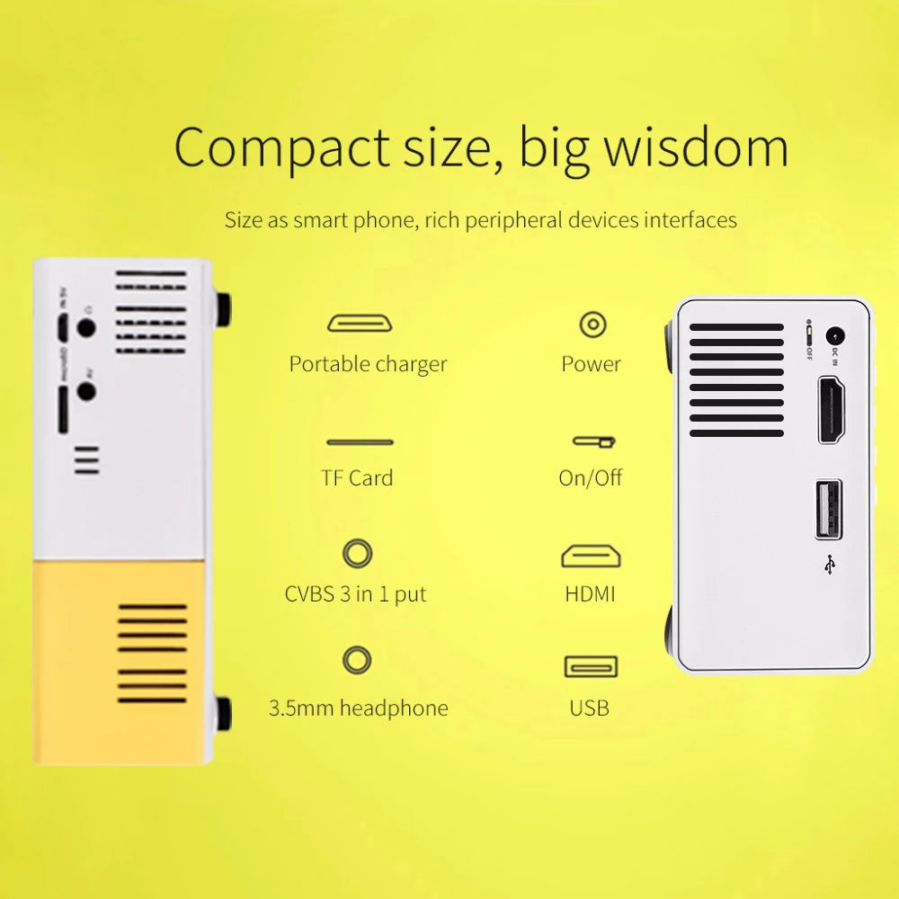 Compact Mini LED Projector – Portable Home Theater with USB, HDMI, and Audio Playback
