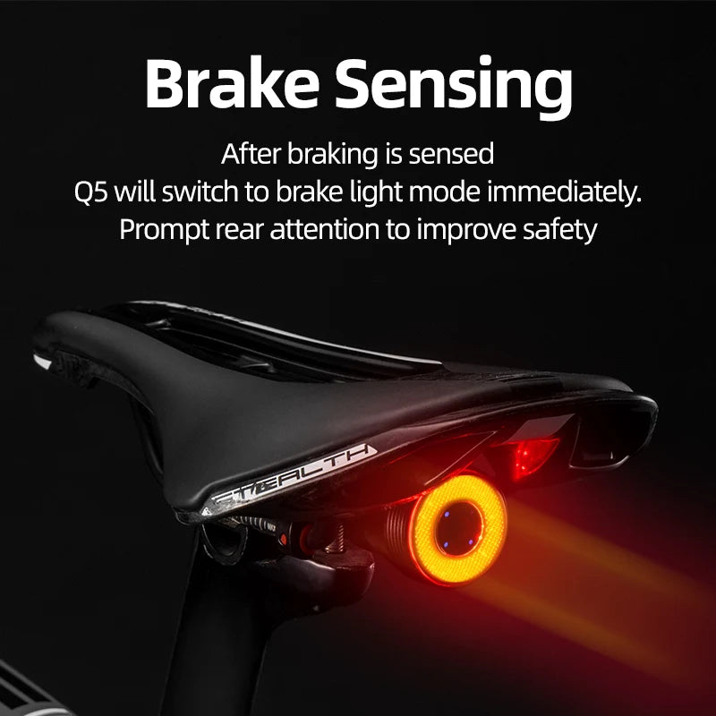Smart Brake-Sensing Bike Taillight – USB Rechargeable LED Rear Light, IPX6 Waterproof Cycling Accessory