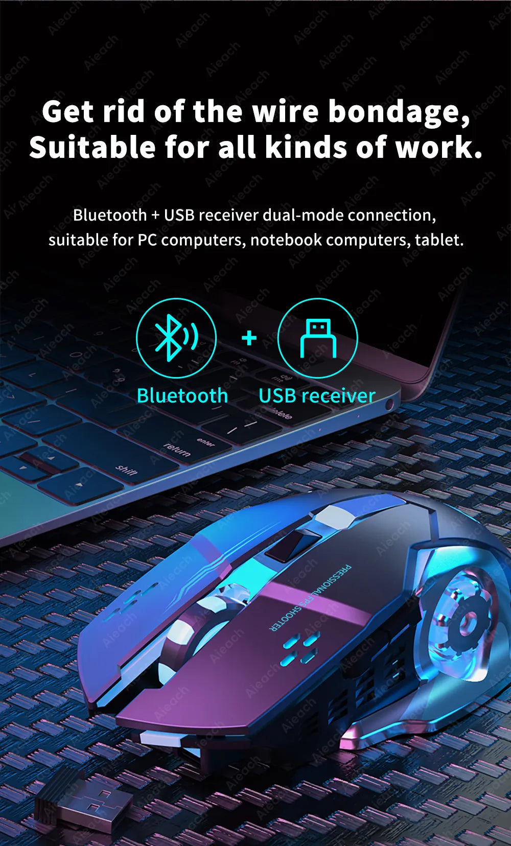 Level Up Your Gaming Experience with a Rechargeable Wireless Bluetooth Mouse: Silent, Mechanical, Backlit, and Ideal for PC Gaming