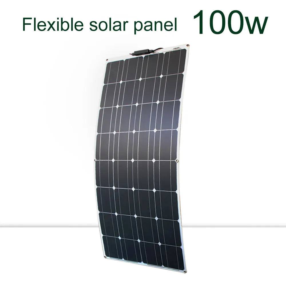 Flexible Solar Panel Kit – 100W/200W/300W High-Efficiency 12V/24V Battery Charger for RV, Boat, Camping & Off-Grid Use