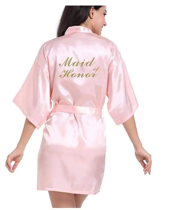 Satin Bridesmaid Robes – Light Pink Wedding Party Robes for Bridal Shower, Bride & Bridesmaids Gift