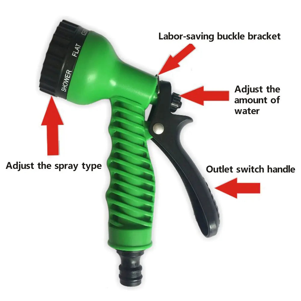 Expandable Garden Hose Pipe with 7-Pattern Spray Gun & Foam Pot – Flexible Water Hose for Garden & Car Wash