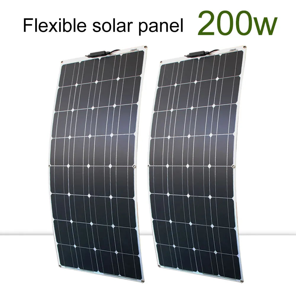Flexible Solar Panel Kit – 100W/200W/300W High-Efficiency 12V/24V Battery Charger for RV, Boat, Camping & Off-Grid Use