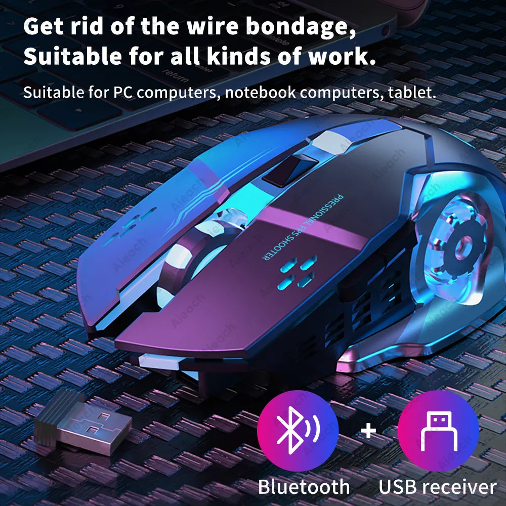Level Up Your Gaming Experience with a Rechargeable Wireless Bluetooth Mouse: Silent, Mechanical, Backlit, and Ideal for PC Gaming