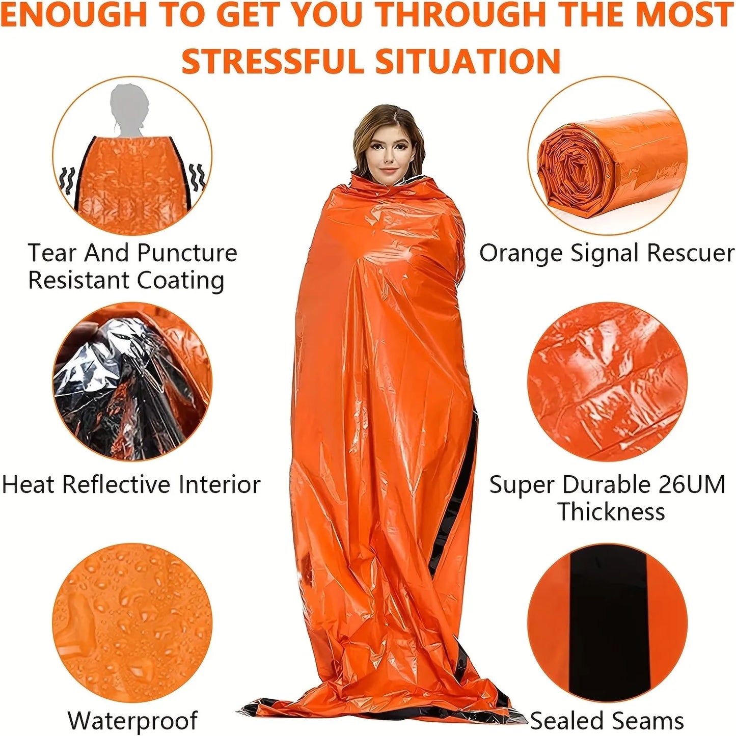 Portable Emergency Sleeping Bag – Waterproof Thermal Sack for Camping & First Aid Rescue