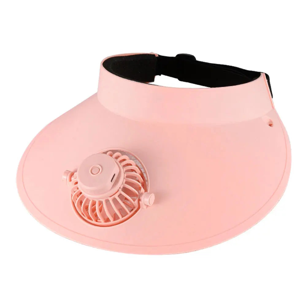 Sun Visor Hat with Cooling Fan – Breathable Open-Top Cap for Summer, Beach & Outdoor Sun Protection