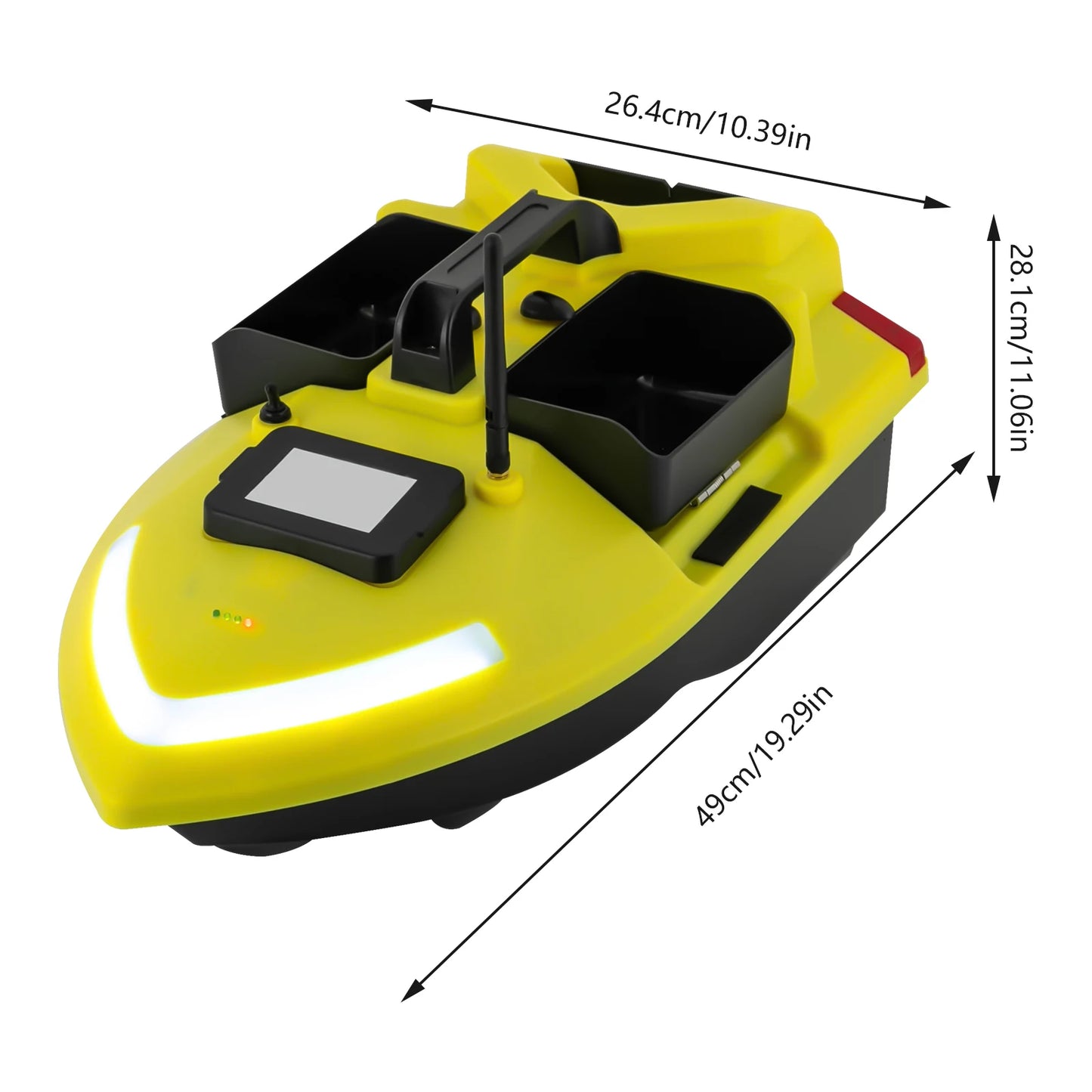 Rechargeable GPS Bait Boat 40 Positioning Points 500m Remote Control Fishing Bait Thrower Boat with 1 Battery and 1 Charger