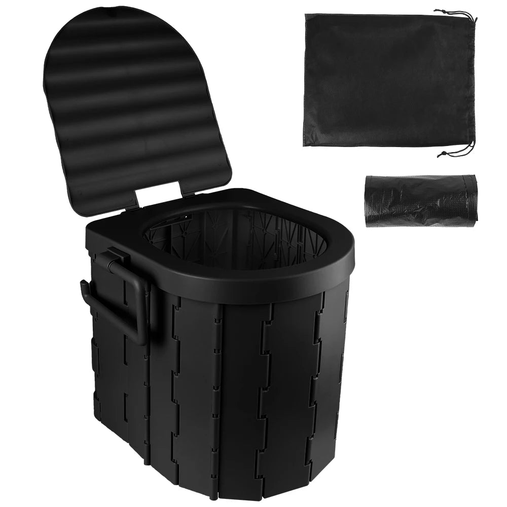 Portable Folding Travel Toilet with Lid – Compact Emergency Toilet for Camping, Cars & Outdoors