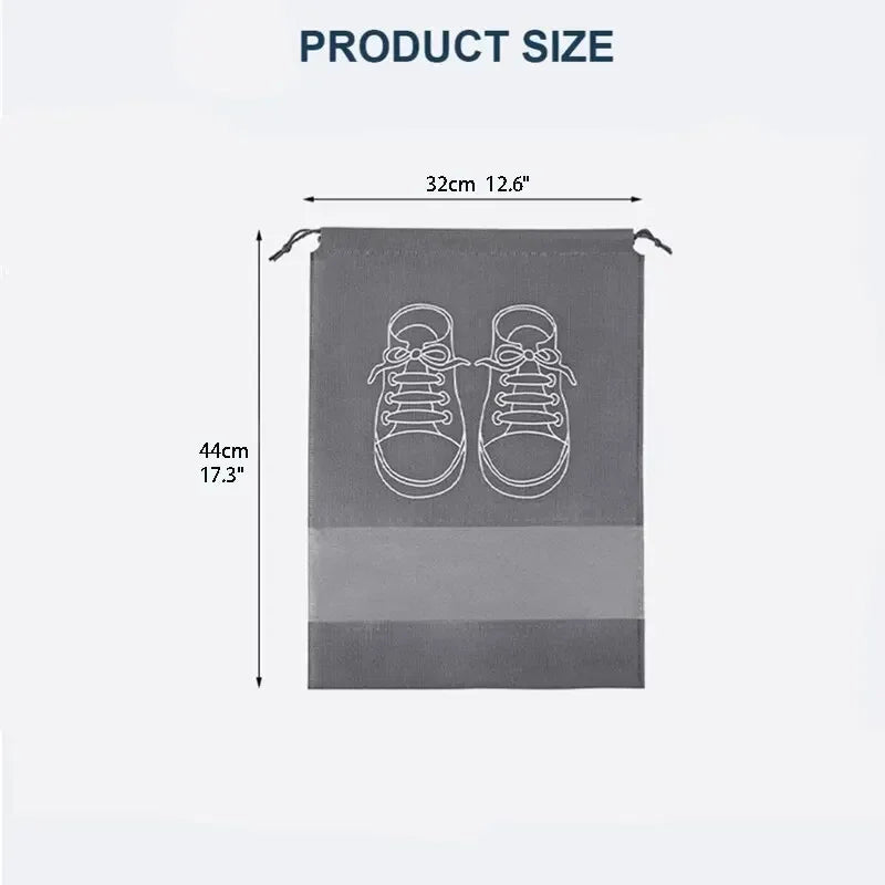 5/10pcs Non-Woven Shoe Storage Bags – Portable Waterproof Travel Organizer with Drawstring for Closet & Luggage