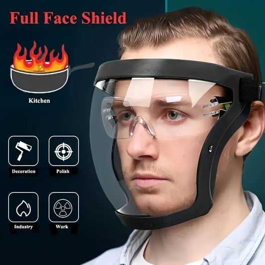 Adjustable Safety Face Shield – Reusable Full Face Protection for Men & Women (Black, 1-Pack)