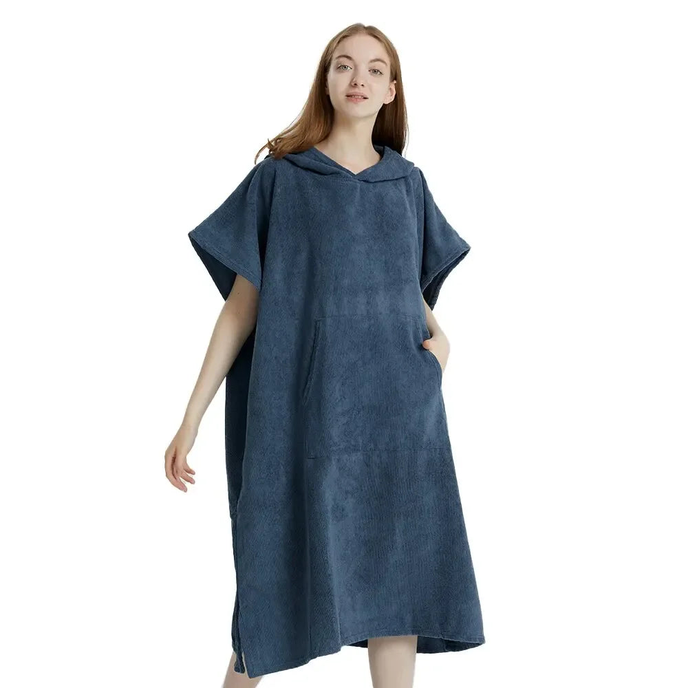 Quick-Dry Surf Poncho Towel – Microfiber Beach Robe & Changing Towel Hoodie for Adults