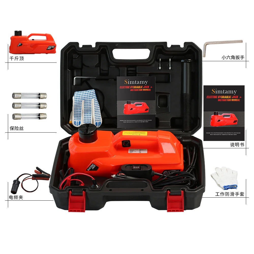 5-Ton Electric Hydraulic Car Jack – 155–530mm Lift Height, Emergency Repair Tool for SUVs & Garage Use