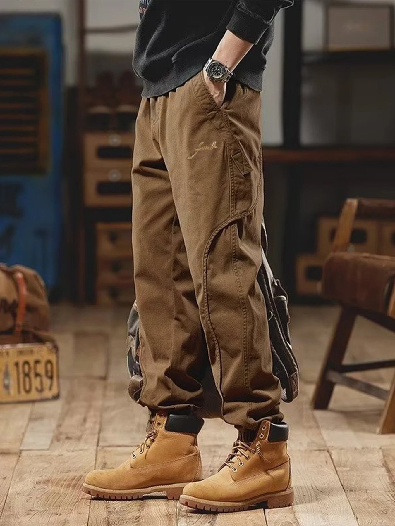 Men’s Casual Multi-Pocket Work Pants – Relaxed Fit Outdoor Trousers for Fall & Everyday Use