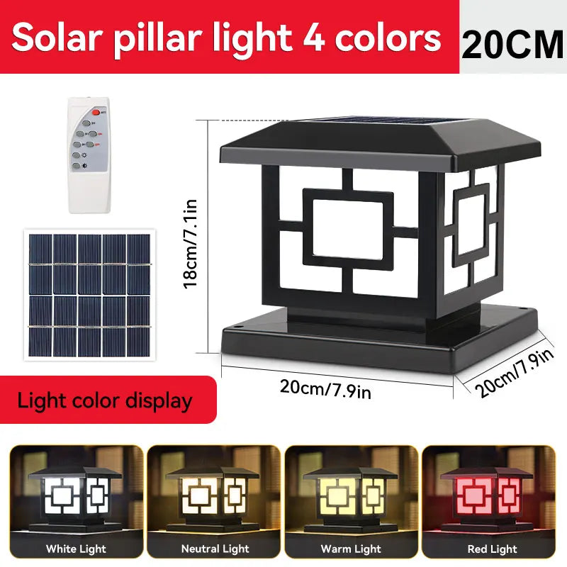 Solar Outdoor LED Column Light: Timed Dimming with Memory Function, Perfect for Garden and Patio Illumination