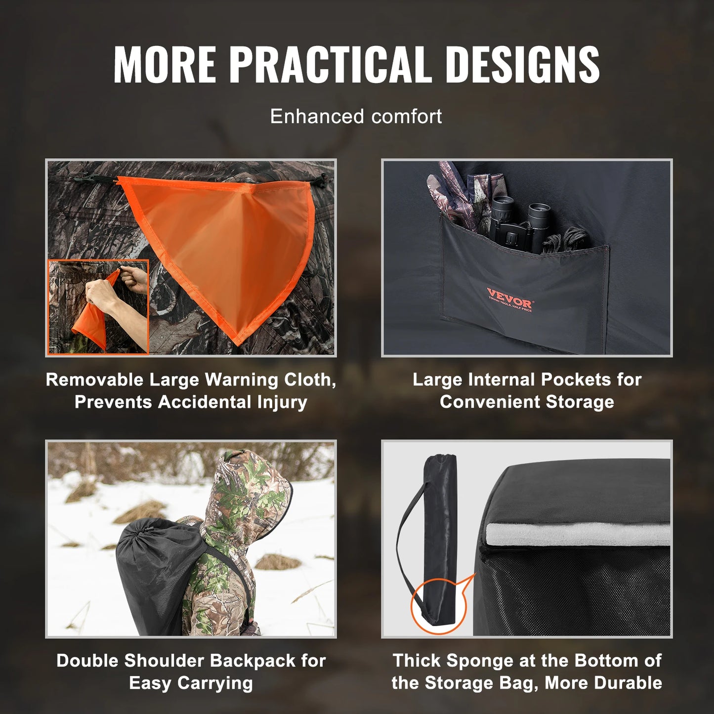 2-3 Person Hunting Blind – 270° See-Through Pop-Up Ground Blind with Carrying Bag, Portable Deer Hunting Tent