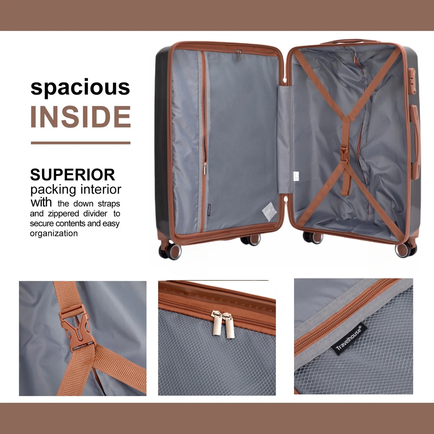 5-Piece Luggage Set – Hardcase Suitcases with TSA Lock, Double Spinner Wheels & Matching Travel Duffle Bag