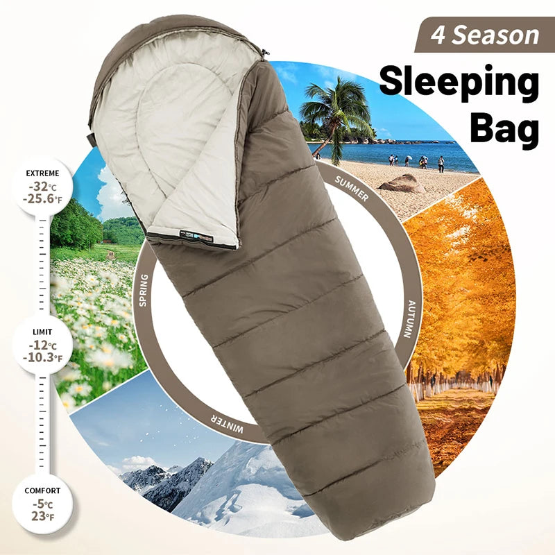 Naturehike Mummy Sleeping Bag – Lightweight MJ300 (-1℃) & MJ600 (-12℃) for Winter Camping, Outdoor Adventures, and Comfortable Sleep