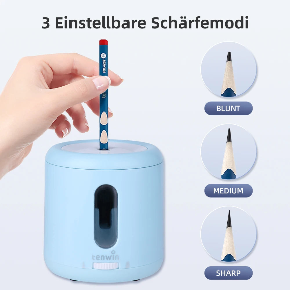 Tenwin Electric Auto Pencil Sharpener – Automatic Touch Switch, Fits 6–8mm Pencils, for School, Office & Home