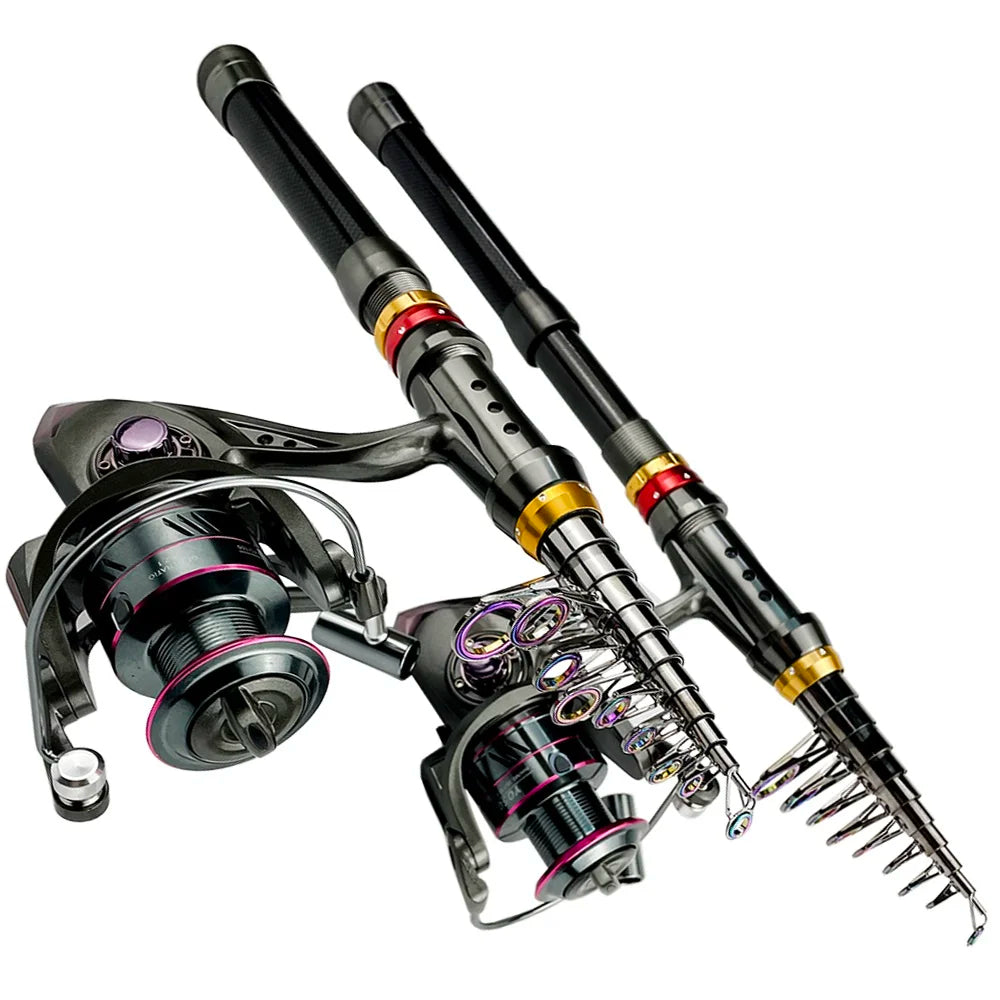 🎣 Telescopic Carbon Fiber Fishing Rod & Spinning Reel Combo Kit
Super Hard Build • Compact Design • Max Strength for Big Catch