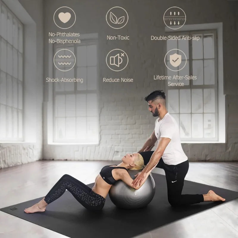 GXMMAT Large Yoga Mat 12'x6'/10'x6'/6'x8'(7mm), Extra Thick Workout Mats for Home Gym Flooring