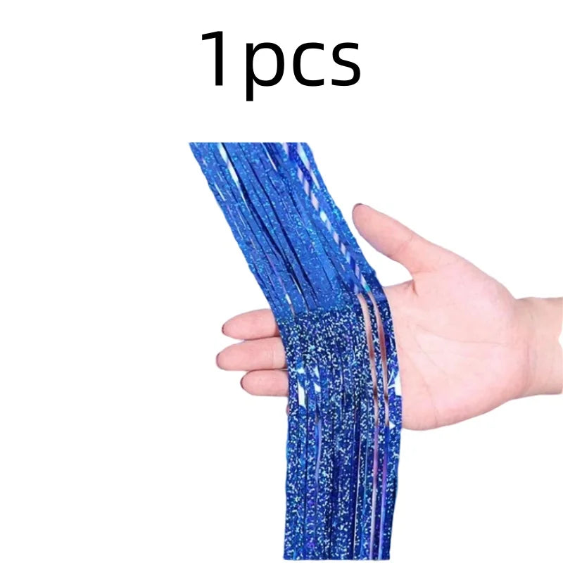 2-Pack Metallic Tinsel Fringe Curtains – 2x1M Glitter Party Backdrops for Birthday, Wedding, Bachelorette & Event Decor