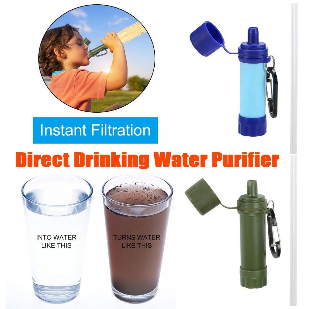 ABS Camping Water Filter Straw Kit – Professional Outdoor Water Purifier System for Emergency Survival & Hiking