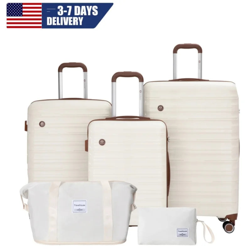 5-Piece Luggage Set – Hardcase Suitcases with TSA Lock, Double Spinner Wheels & Matching Travel Duffle Bag