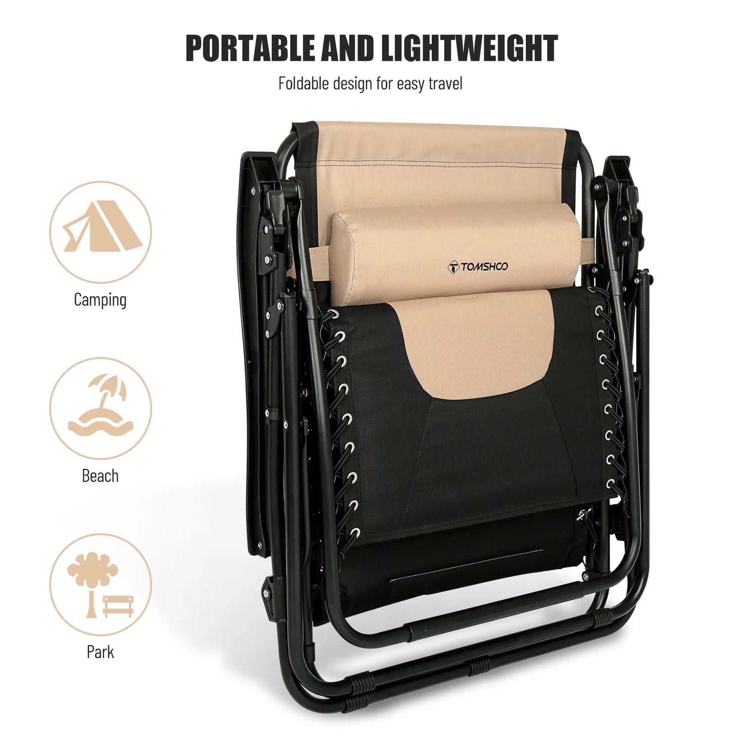 Adjustable Outdoor Folding Lounge Chair – Waterproof Oxford Fabric, Padded Recliner with Headrest for Patio or Camping