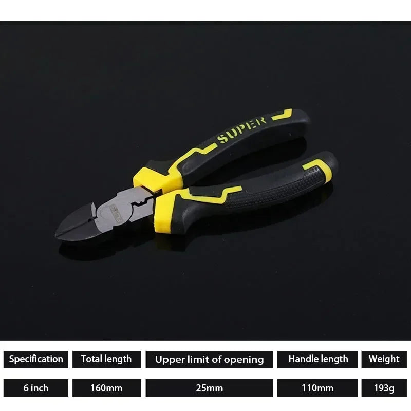 6–8 Inch Cr-V Steel Pliers – Industrial Grade Wire Cutter & Diagonal Nose Hand Tool for Electricians
