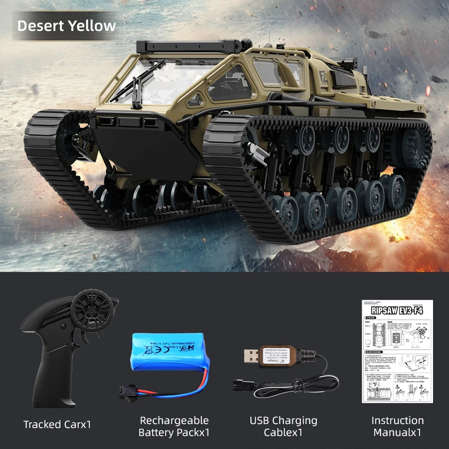 LED RC Tank Toy with Full-Scale Drift & Off-Road Control – Realistic Remote Vehicle for Kids