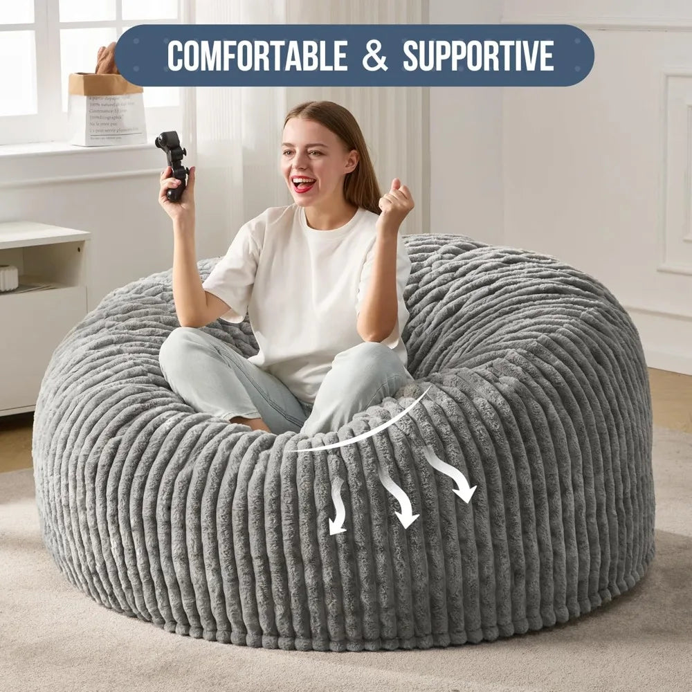 Ultimate Chill Spot: Oversized Ergonomic Bean Bag for Gaming & Lounging