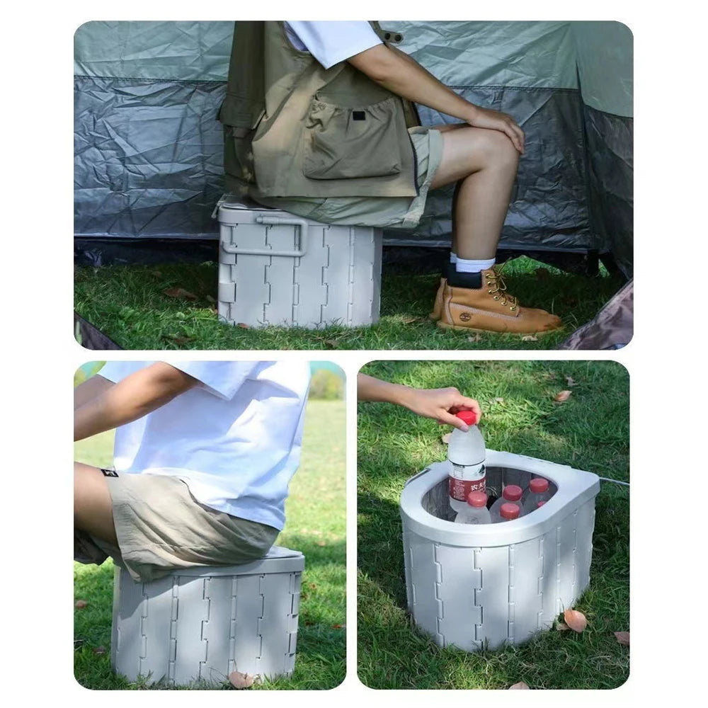 Portable Folding Travel Toilet with Lid – Compact Emergency Toilet for Camping, Cars & Outdoors