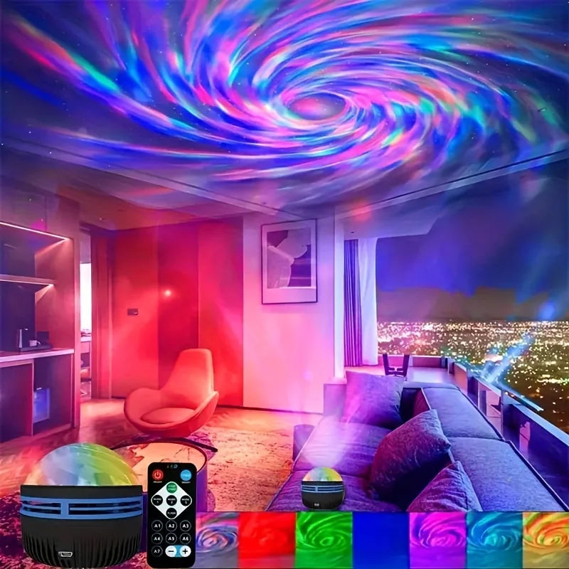 Starry Sky Galaxy Projector Lamp – 7-Mode LED Night Light with Remote & Sound Activation for Kids Room, Parties, or Relaxation