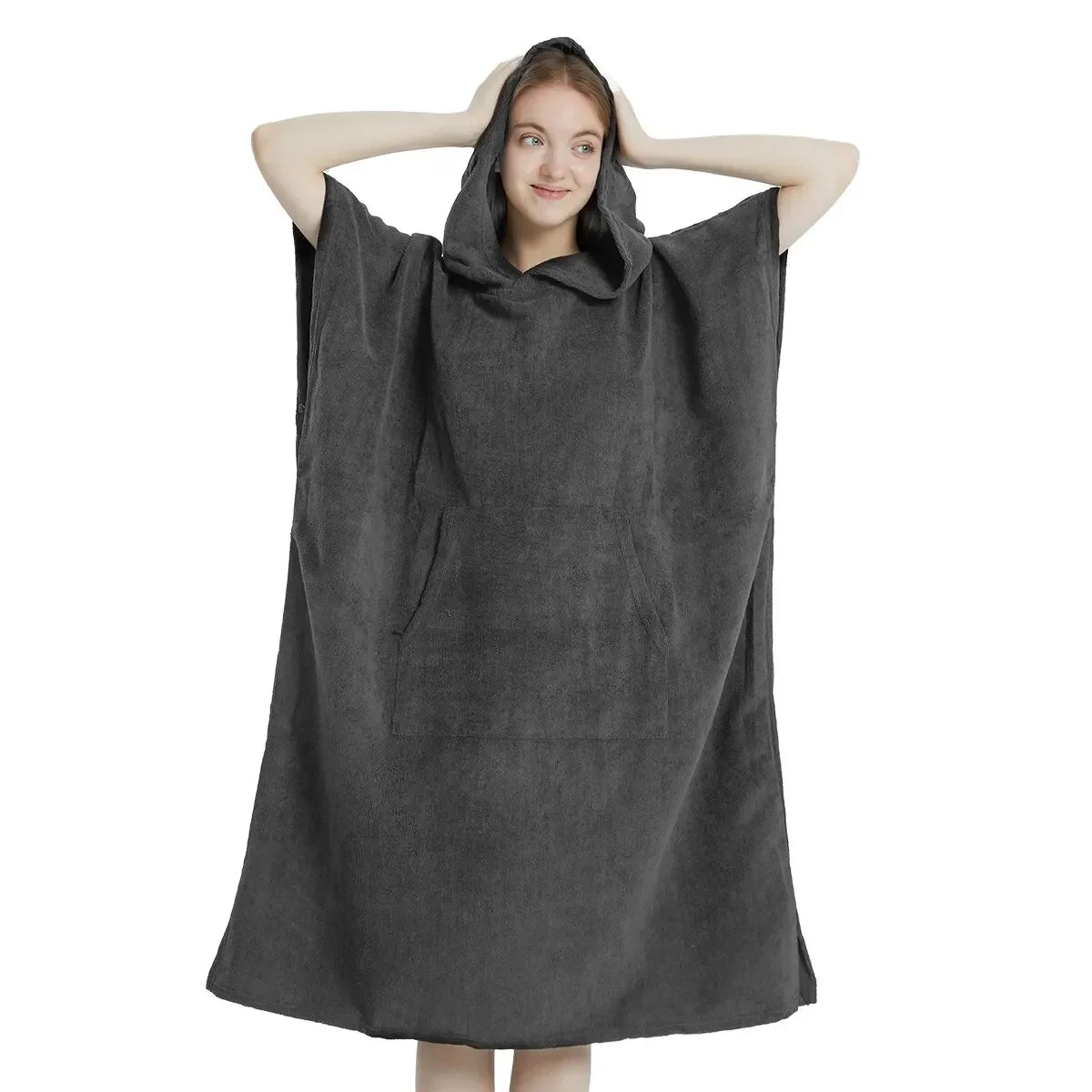 Quick-Dry Surf Poncho Towel – Microfiber Beach Robe & Changing Towel Hoodie for Adults