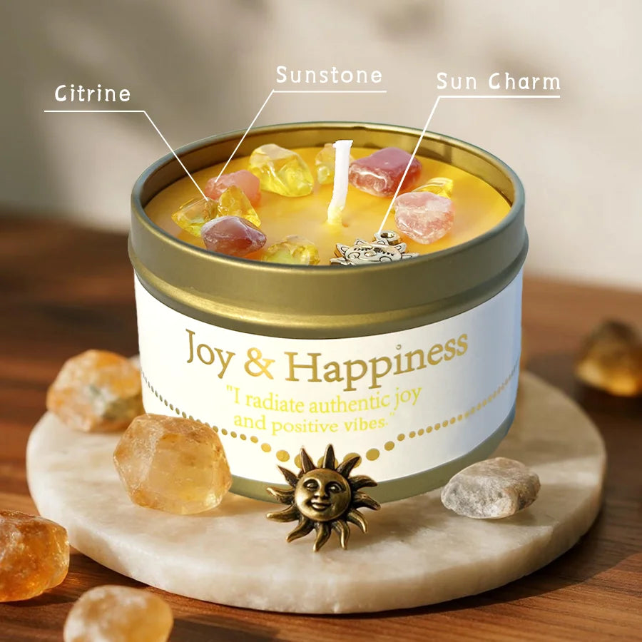 đŻď¸ Crystal Ritual Candle â Joy & Happiness | 3oz