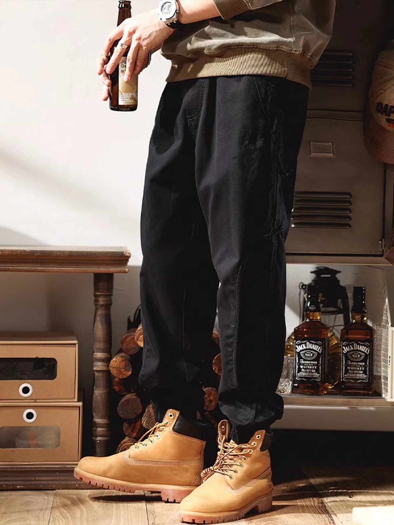 Men’s Casual Multi-Pocket Work Pants – Relaxed Fit Outdoor Trousers for Fall & Everyday Use