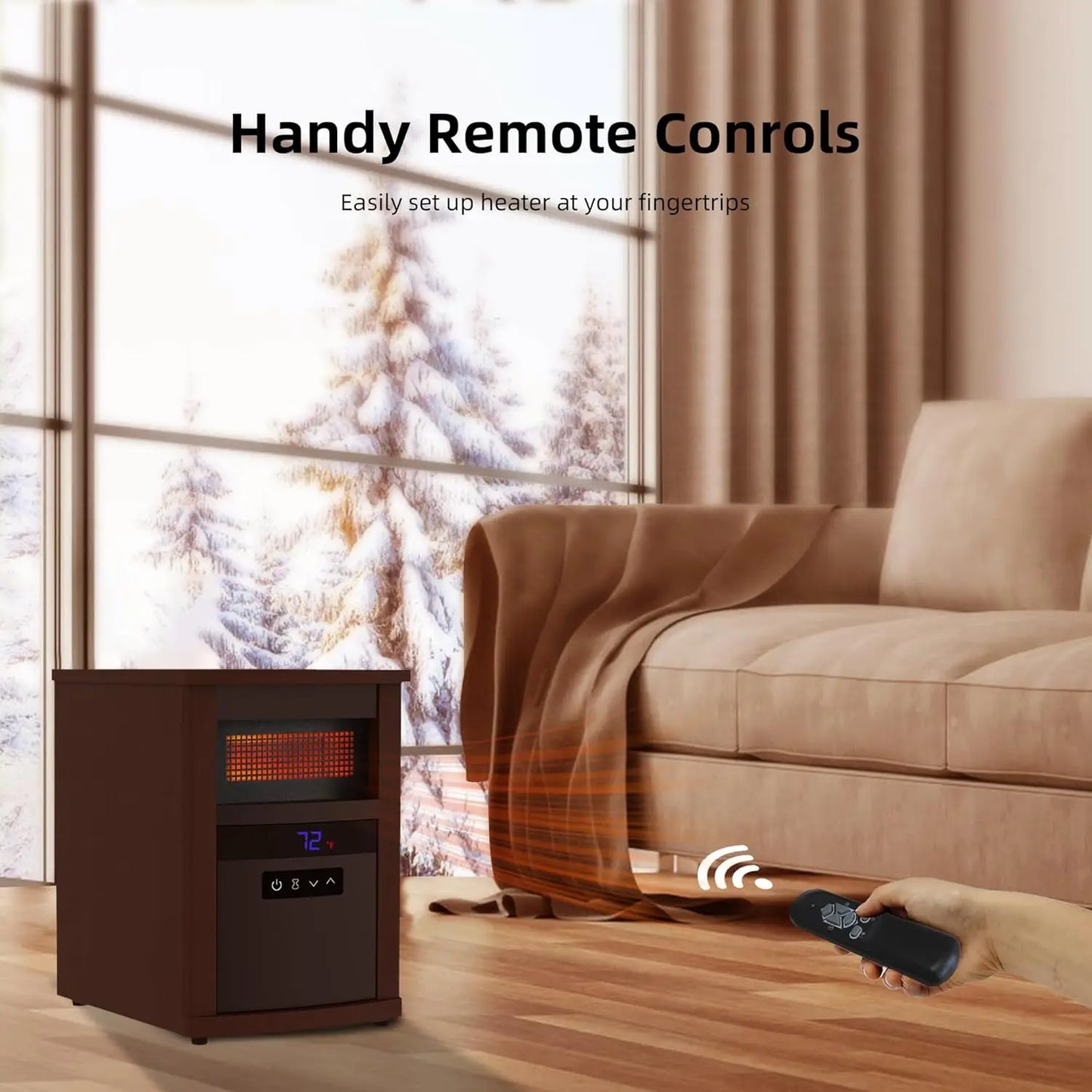 Electric Infrared Quartz Cabinet Heater – Portable Indoor Space Heater with Overheat Safety Protection for Home Use