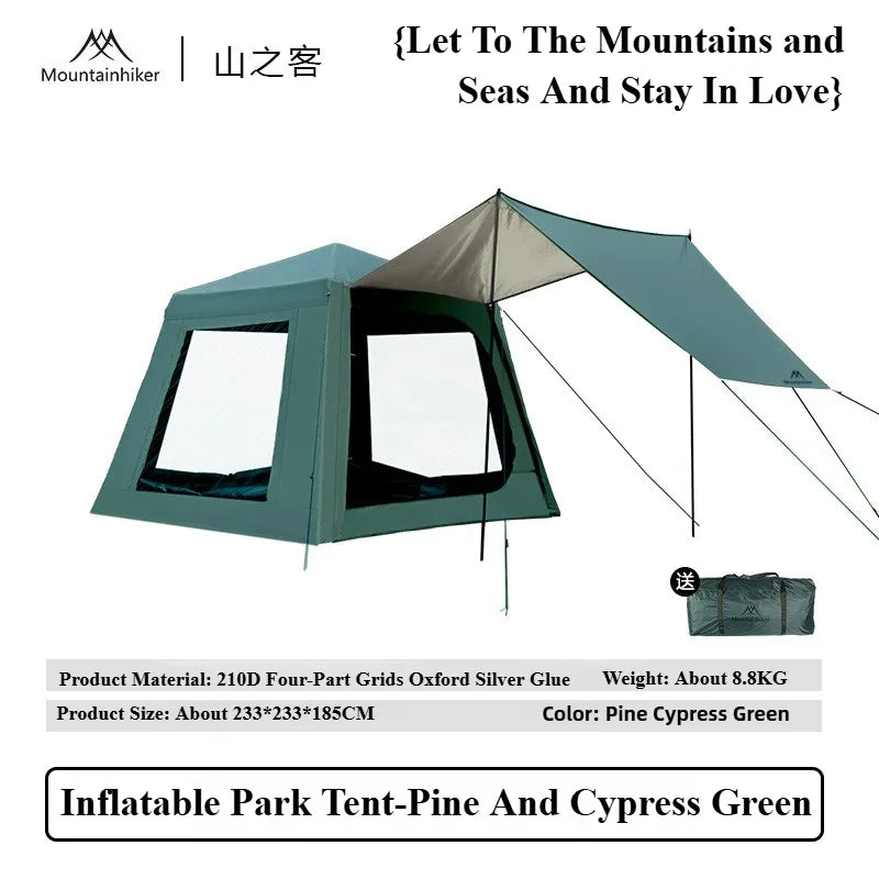 ποΈ MOUNTAINHIKER Inflatable Cottage Tent β Spacious 3β4 Person Quick-Setup Camping Shelter with Canopy