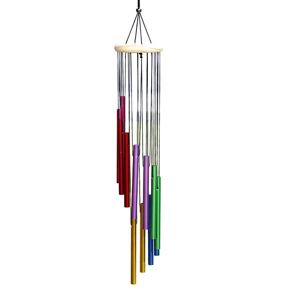 Outdoor Garden Wind Chime 12 Hollow Metal Tubes Hanging Metal Pipe Wind Chimes Bells Balcony Outdoor Yard Garden Home Decoration