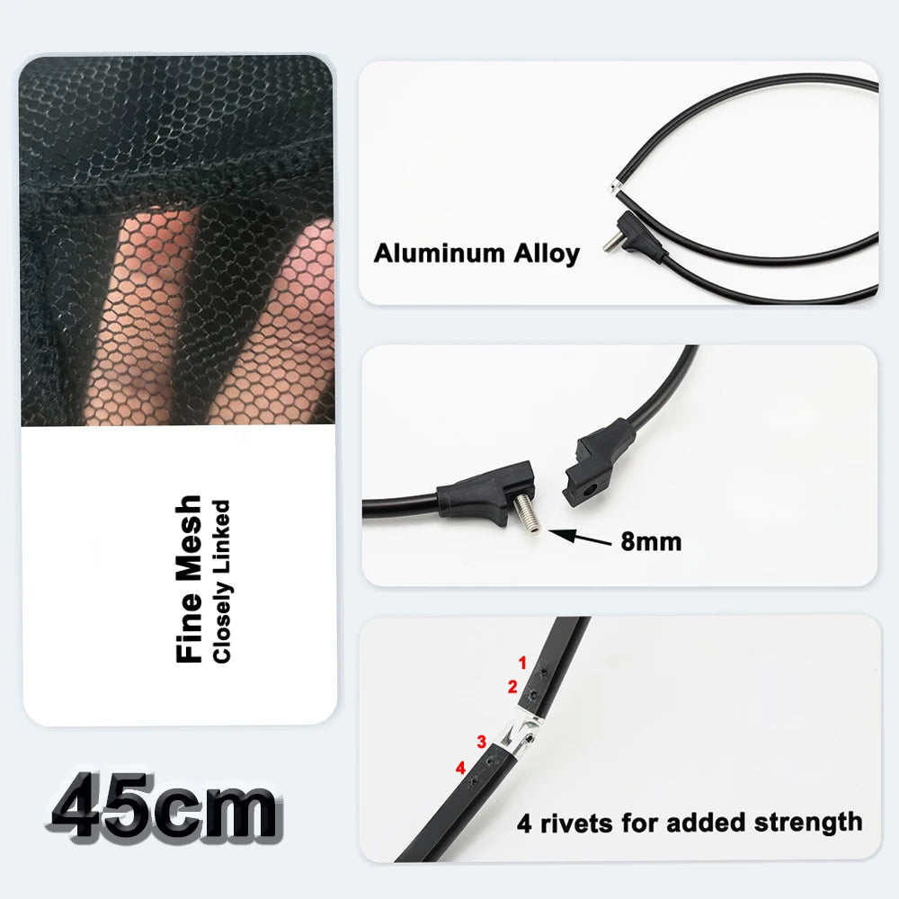 Ultralight 328cm/129" Portable Landing Net – Carbon Handle & Aluminum Alloy Net Head (414g Total Weight)