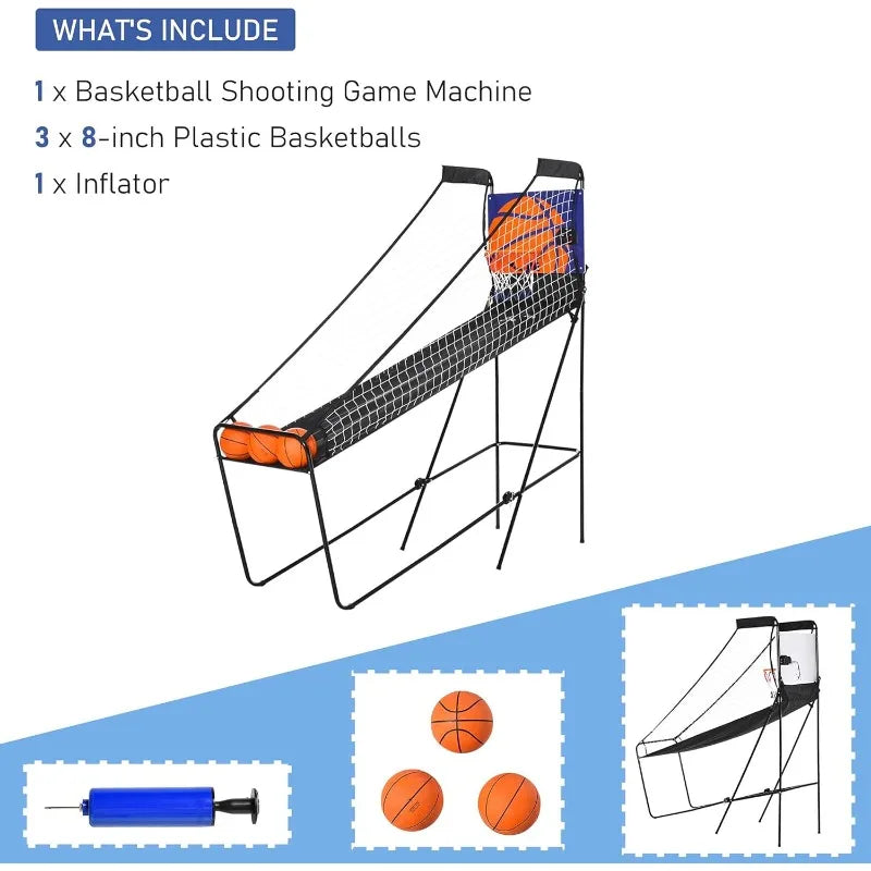 Indoor Basketball Arcade Game – Electronic Scoreboard for 1–2 Players, Foldable Hoop Shooting Game