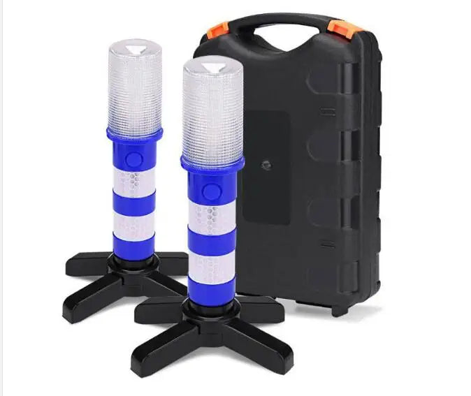 🚨 2pcs Magnetic LED Emergency Warning Lights | Roadside Safety Flares + Telescopic Baton Beacon | Flashlight Strobe Alert Lamps
