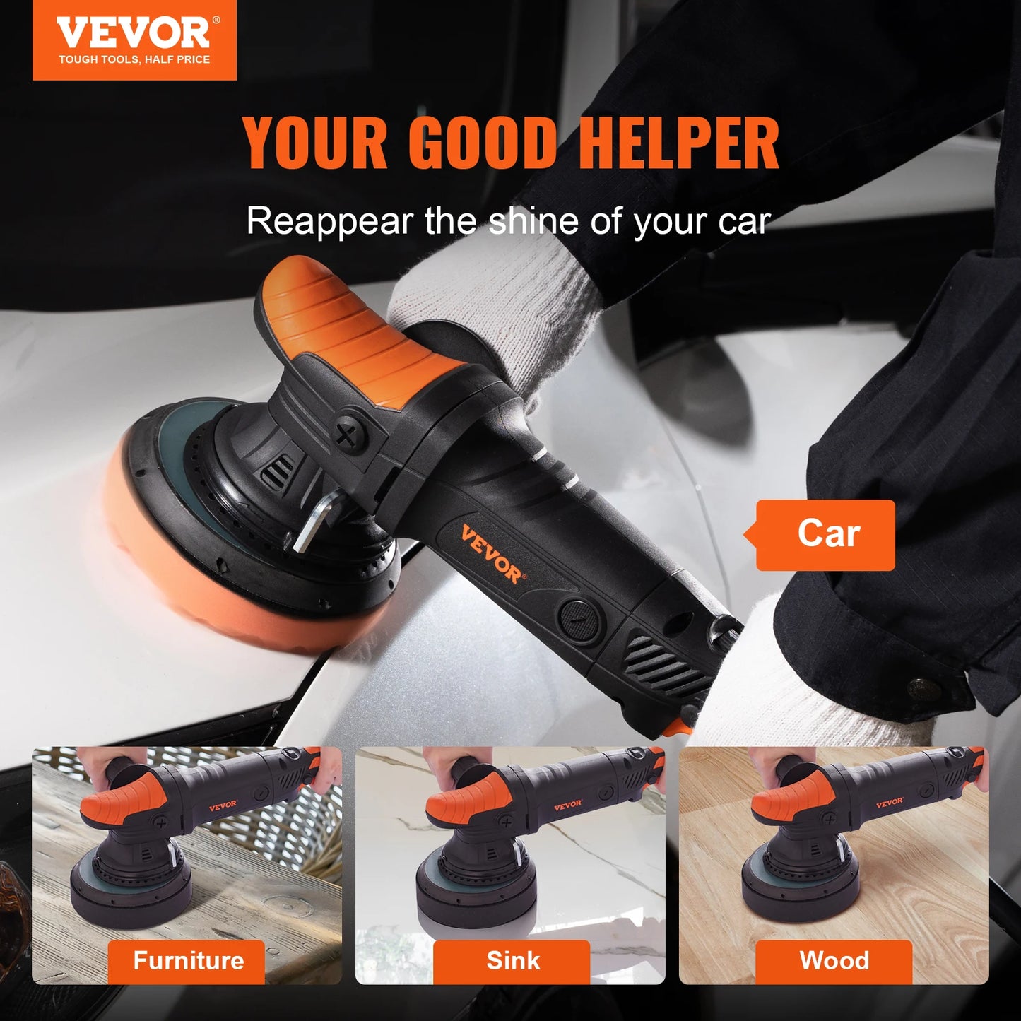 π SucceBuy 6-Inch Electric Dual Action Car Buffer & Polisher Kit
Variable Speed | Random Orbital | Detachable Handle | Waxing & Polishing Kit