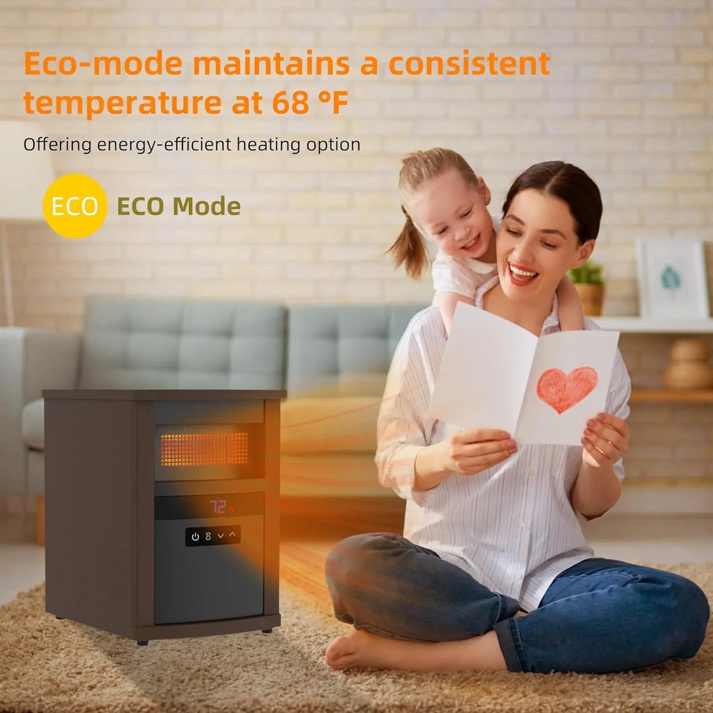 Electric Infrared Quartz Cabinet Heater – Portable Indoor Space Heater with Overheat Safety Protection for Home Use